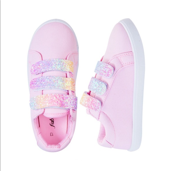 FabKids Girls' Multi Glitter Strap Sneaker - 12